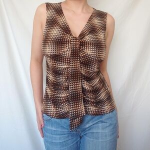 Laura Brown Square Patterned Tank Top